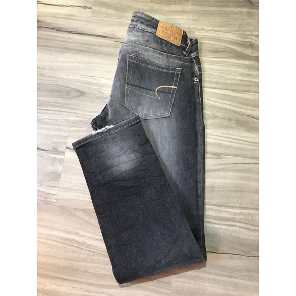 AMERICAN EAGLE 77 STRAIGHT SUPER LOW RISE JEAN 10S - Picture 2 of 2